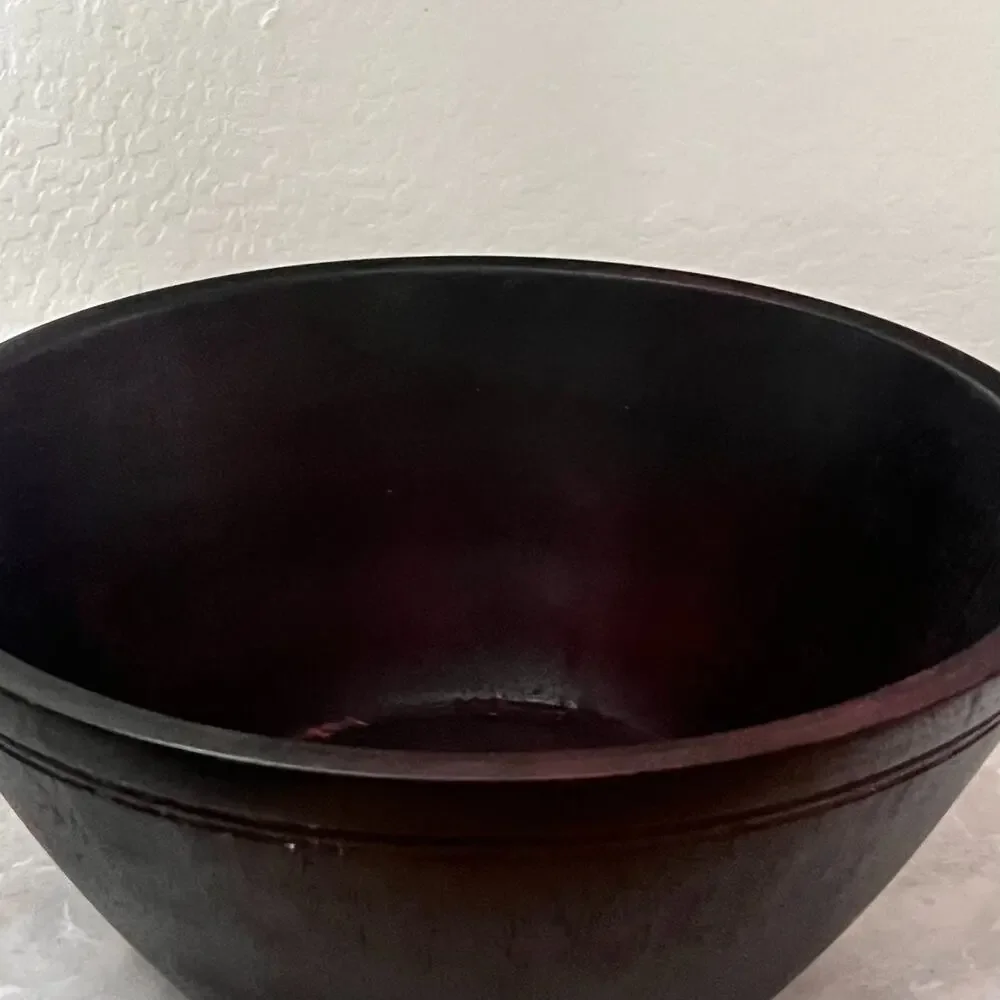 Vintage Clay Art Dark Wood Salad Bowl 15.5